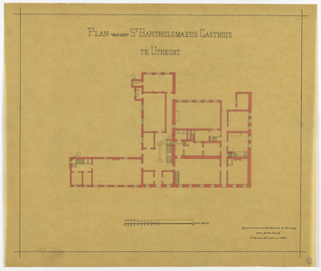 214971 Plattegrond van het Bartholomeïgasthuis aan de Lange Smeestraat te Utrecht, vóór de verbouwing van het achterste ...